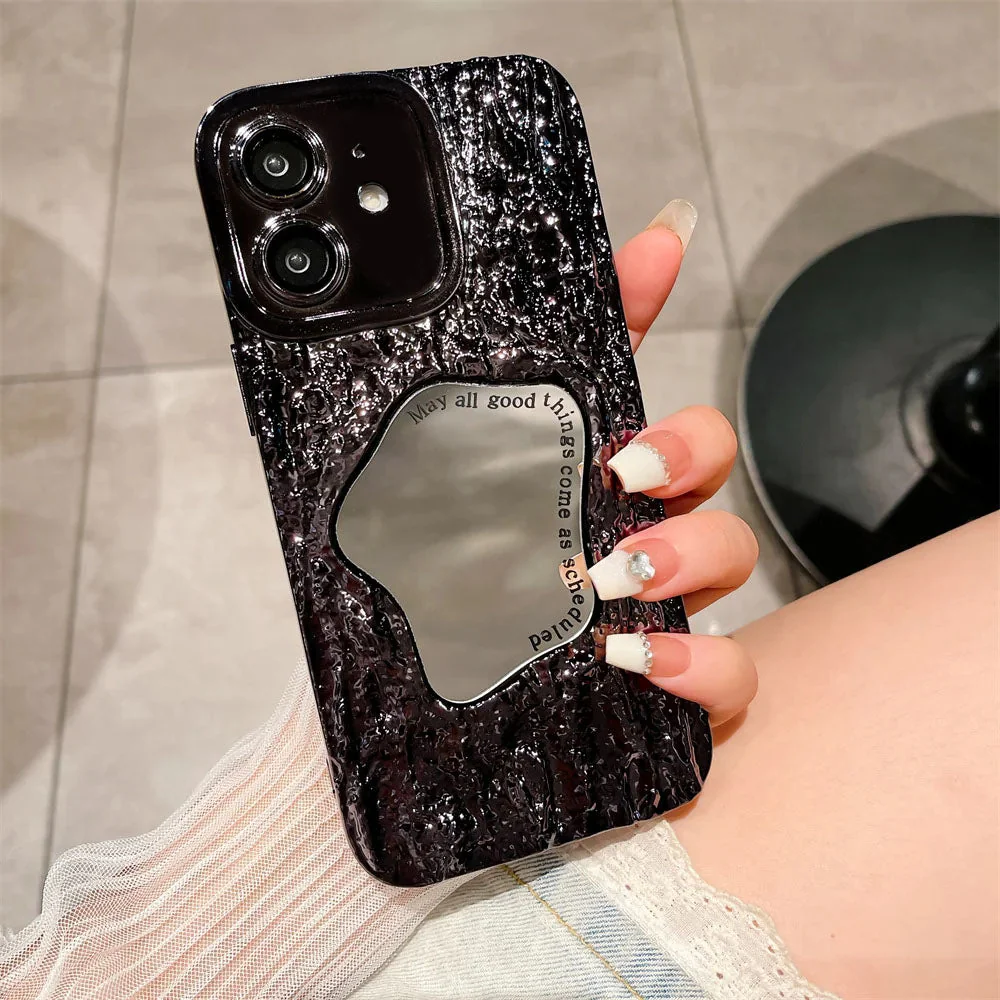 LuxuryKase LK149 Makeup Mirror Creative 3D Rock Pattern Shockproof Case For iPhone - Image 2