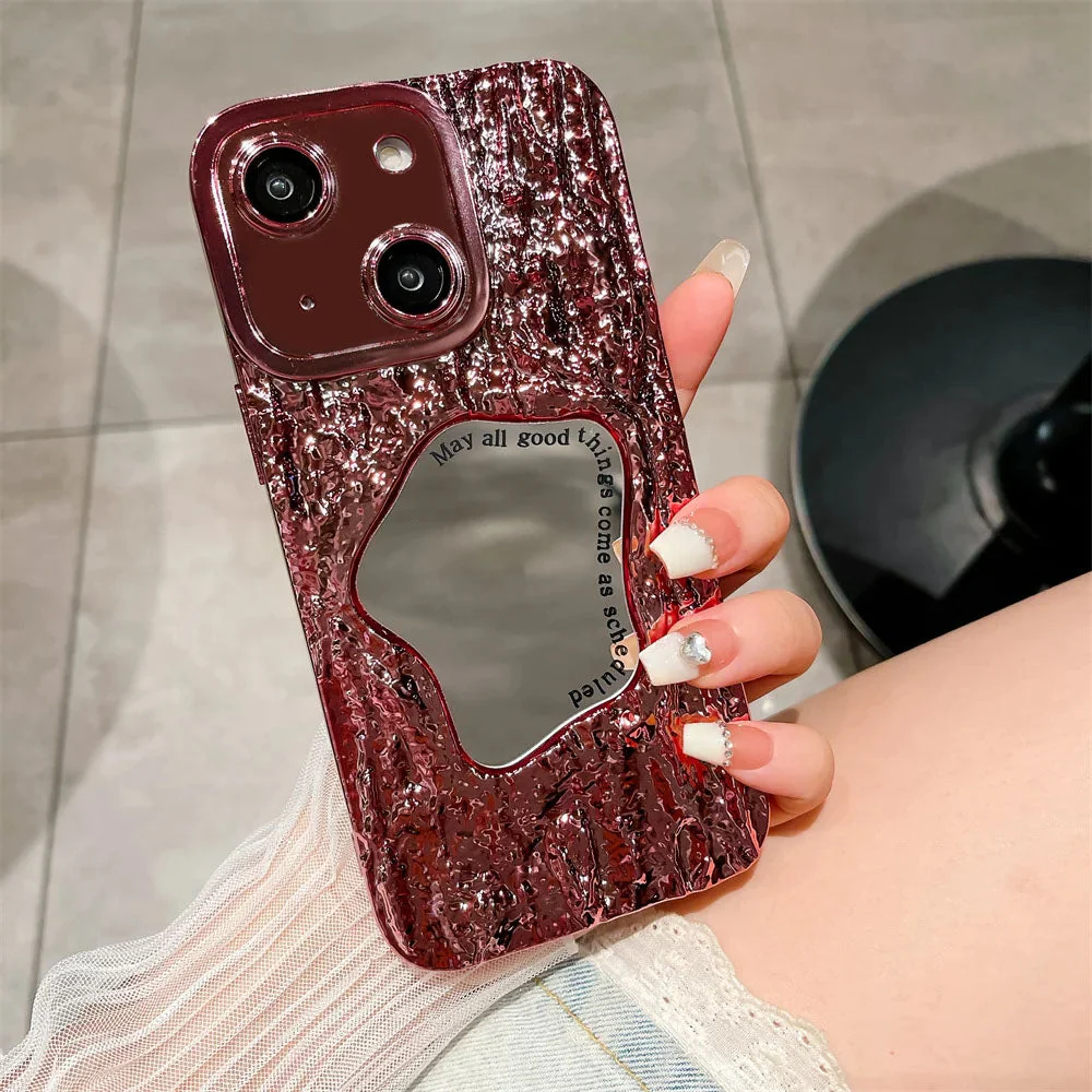 LuxuryKase LK149 Makeup Mirror Creative 3D Rock Pattern Shockproof Case For iPhone - Image 22