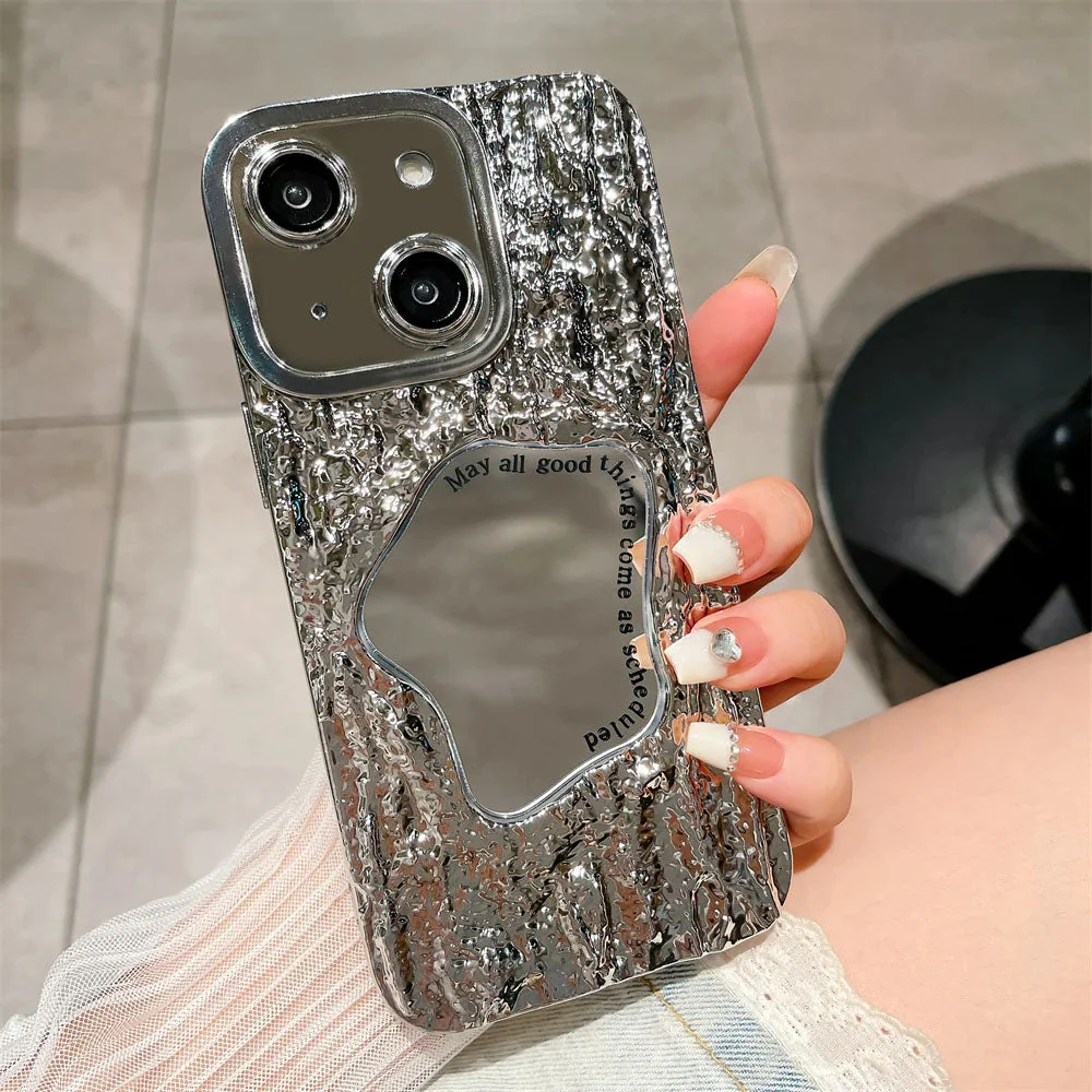 LuxuryKase LK149 Makeup Mirror Creative 3D Rock Pattern Shockproof Case For iPhone - Image 25
