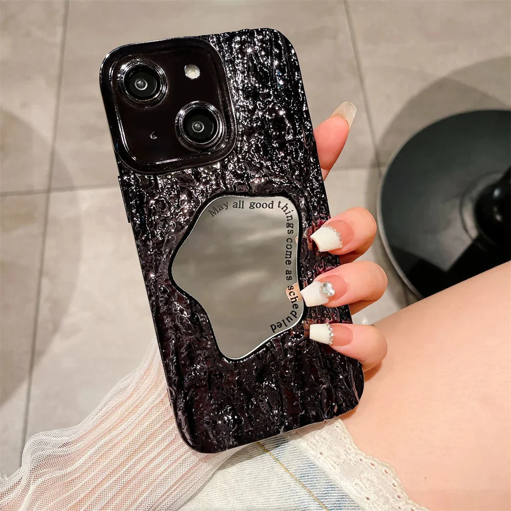 LuxuryKase LK149 Makeup Mirror Creative 3D Rock Pattern Shockproof Case For iPhone - Image 2