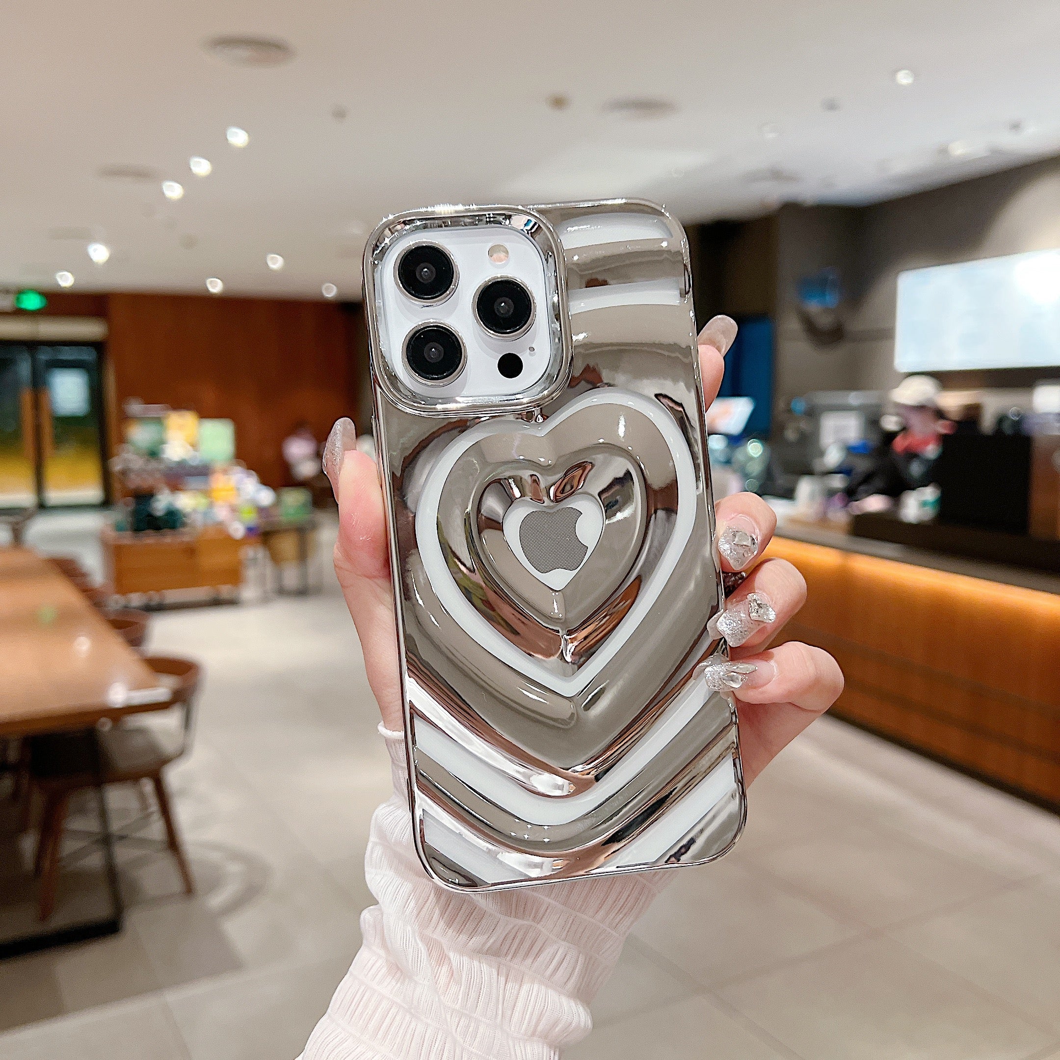 LuxuryKase LK159 Love Heart Plated Hollow Case Cover For iPhone - Image 11