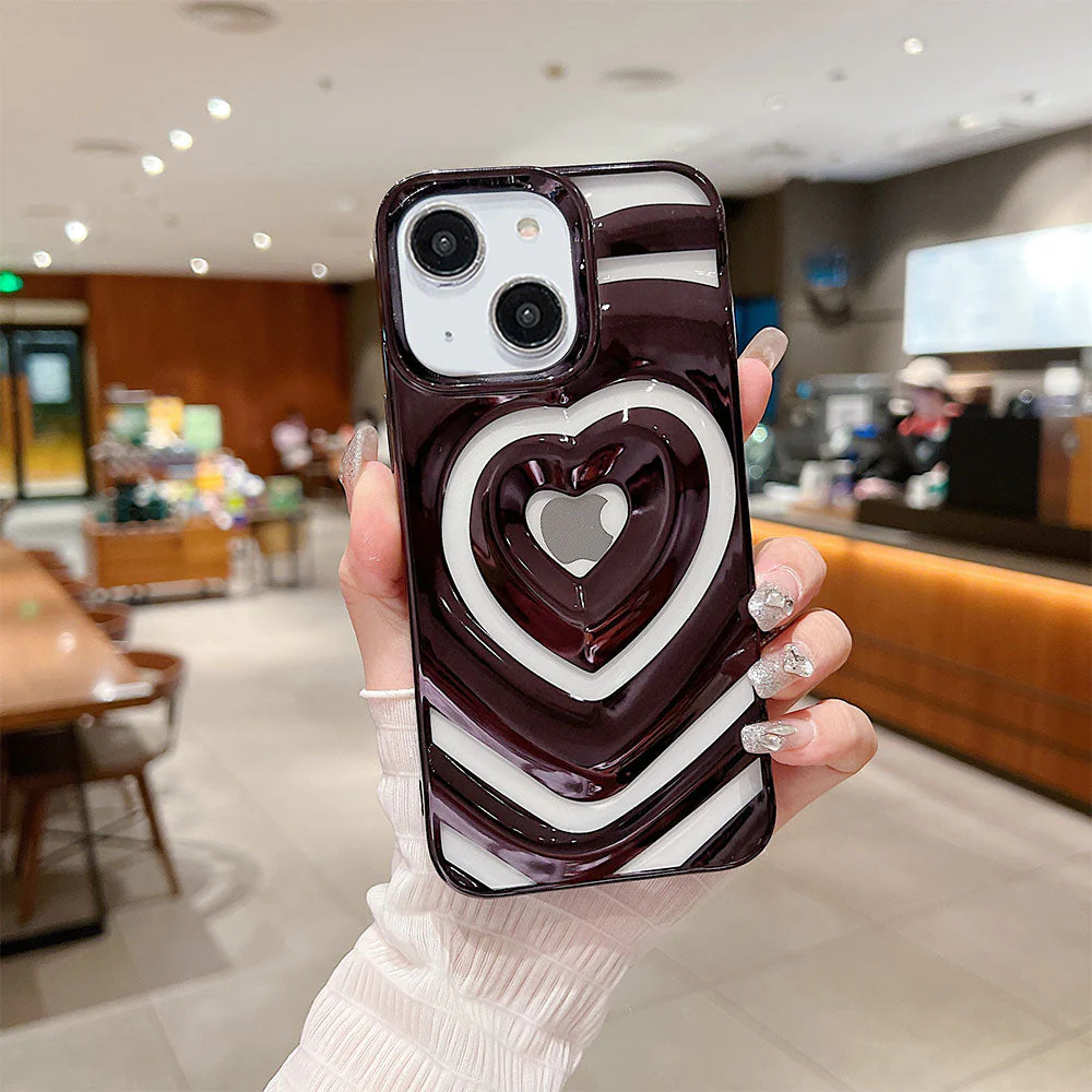 LuxuryKase LK159 Love Heart Plated Hollow Case Cover For iPhone - Image 2