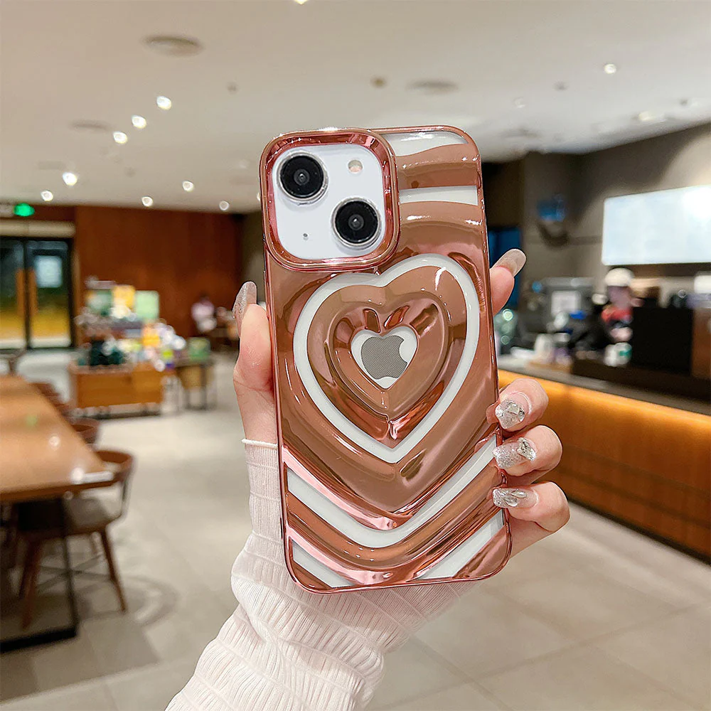 LuxuryKase LK159 Love Heart Plated Hollow Case Cover For iPhone - Image 4