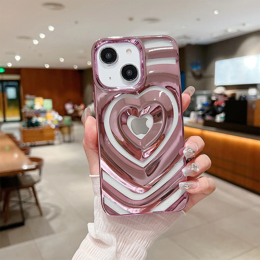 LuxuryKase LK159 Love Heart Plated Hollow Case Cover For iPhone - Image 6