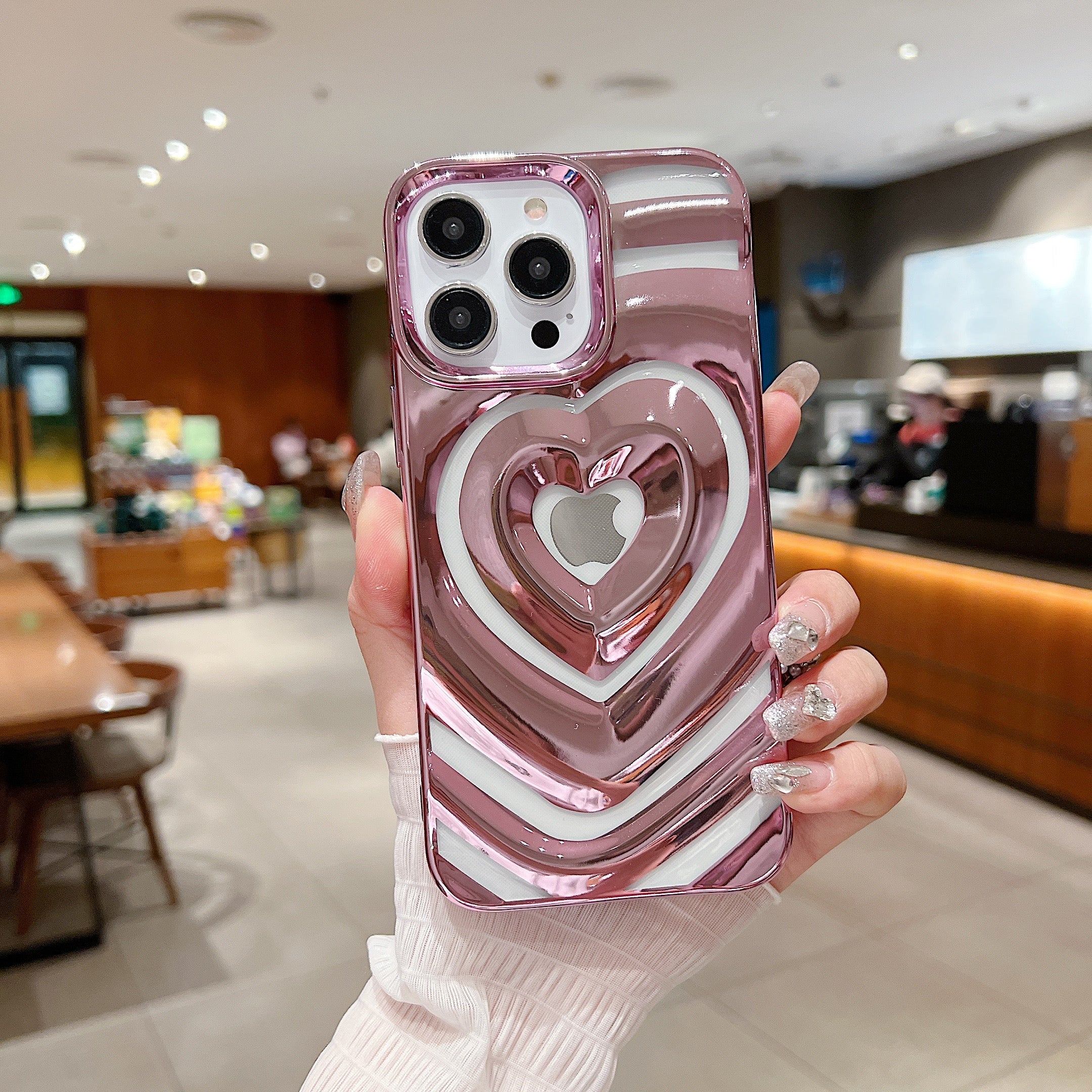 LuxuryKase LK159 Love Heart Plated Hollow Case Cover For iPhone - Image 7