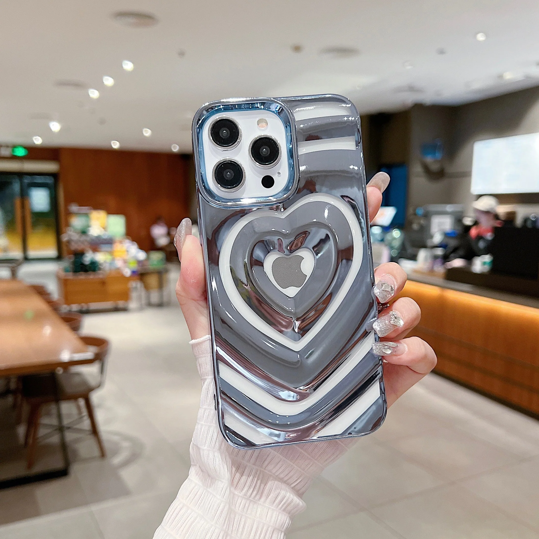 LuxuryKase LK159 Love Heart Plated Hollow Case Cover For iPhone - Image 9