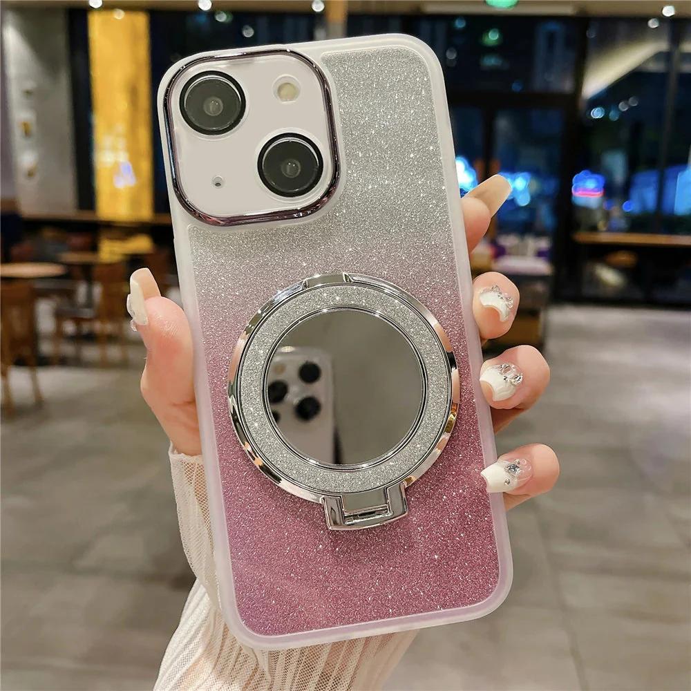LuxuryKase LK161 Mirror Bracket Stand Holder Bling Glitter Mag-Safe Case Cover For iPhone - Image 12