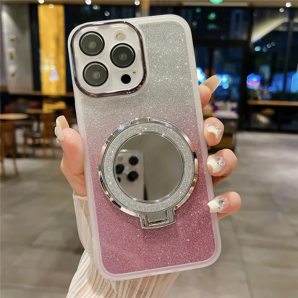 LuxuryKase LK161 Mirror Bracket Stand Holder Bling Glitter Mag-Safe Case Cover For iPhone - Image 13