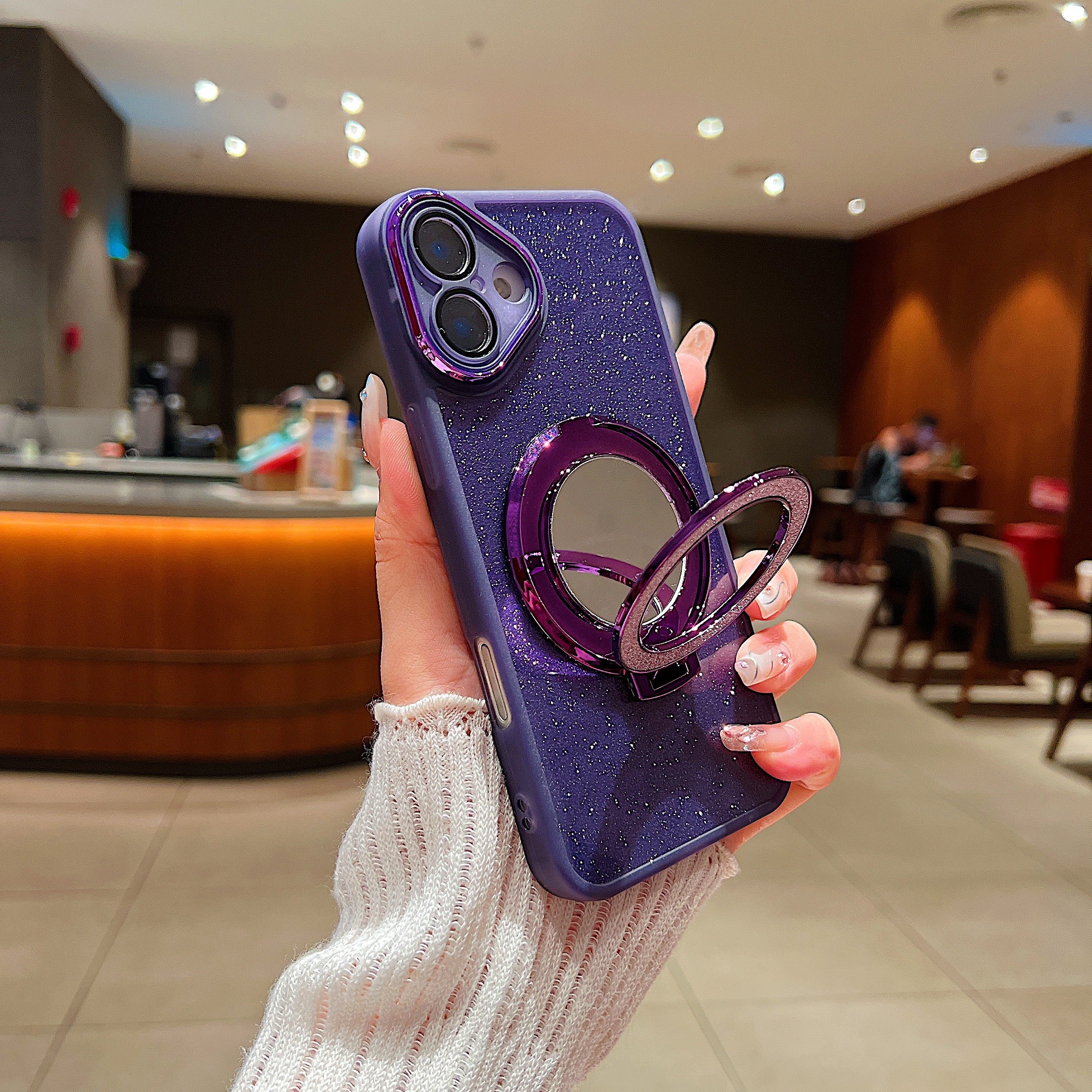 LuxuryKase LK161 Mirror Bracket Stand Holder Bling Glitter Mag-Safe Case Cover For iPhone - Image 17