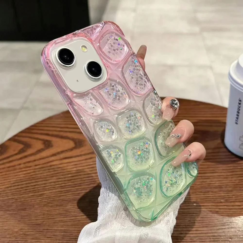 LuxuryKase LK170 3D Hemisphere Gradient Colour Glitter Case Cover For iPhone - Image 4