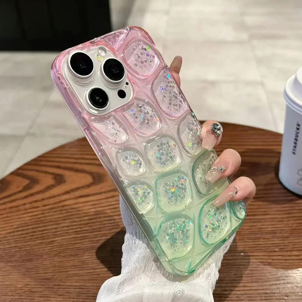 LuxuryKase LK170 3D Hemisphere Gradient Colour Glitter Case Cover For iPhone - Image 5