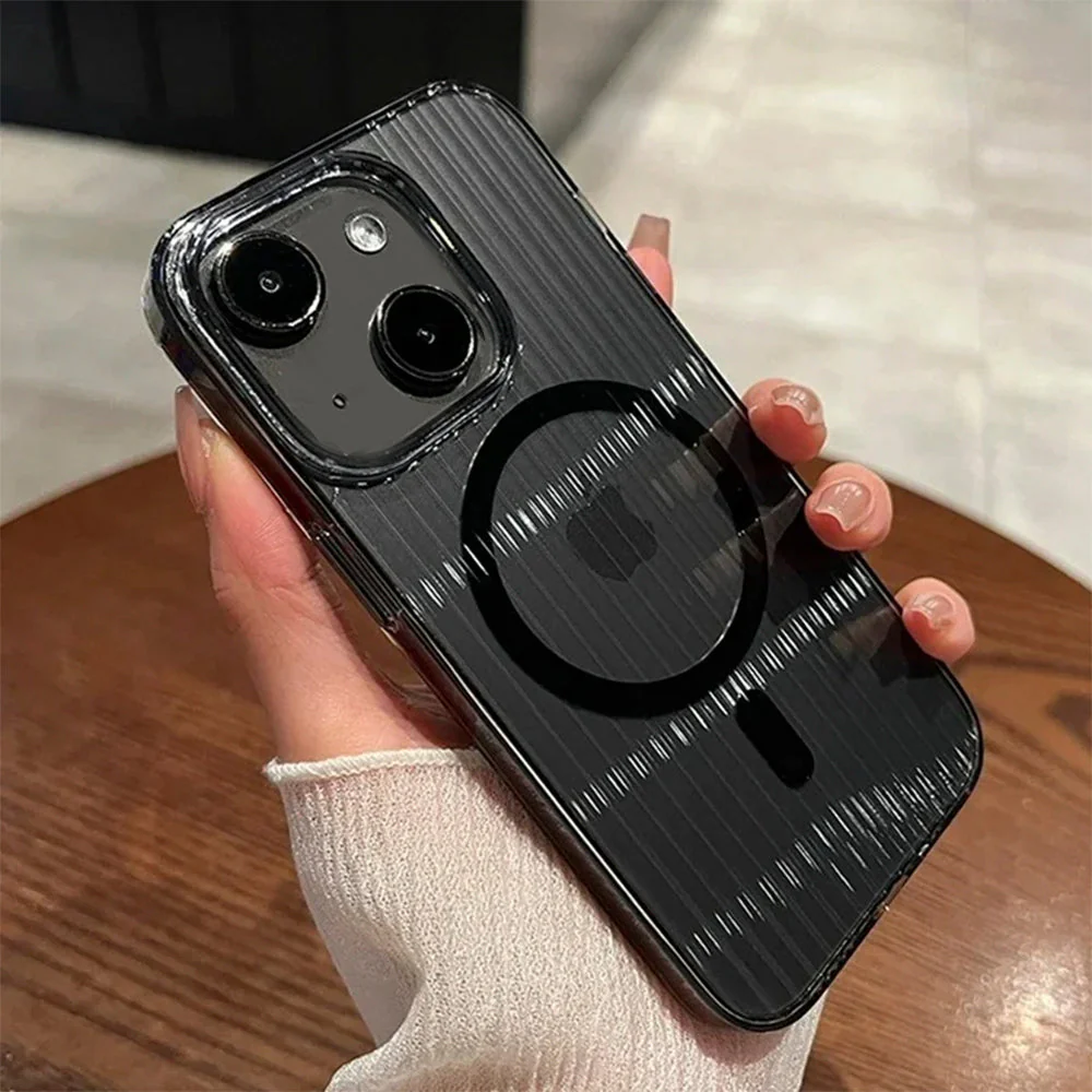 LuxuryKase LK171 Clear Corrugated Magnetic Mag-Safe Case Cover For iPhone - Image 2