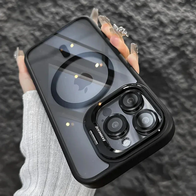 LuxuryKase Mag-Safe Clear Case | Shockproof Transparent Cover with Camera Lens Protection | Metal Ring Stand & Wireless Charging Support For iPhone & Samsung Series - Image 10