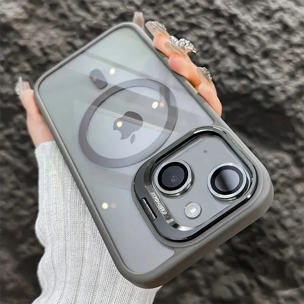 LuxuryKase Mag-Safe Clear Case | Shockproof Transparent Cover with Camera Lens Protection | Metal Ring Stand & Wireless Charging Support For iPhone & Samsung Series - Image 11