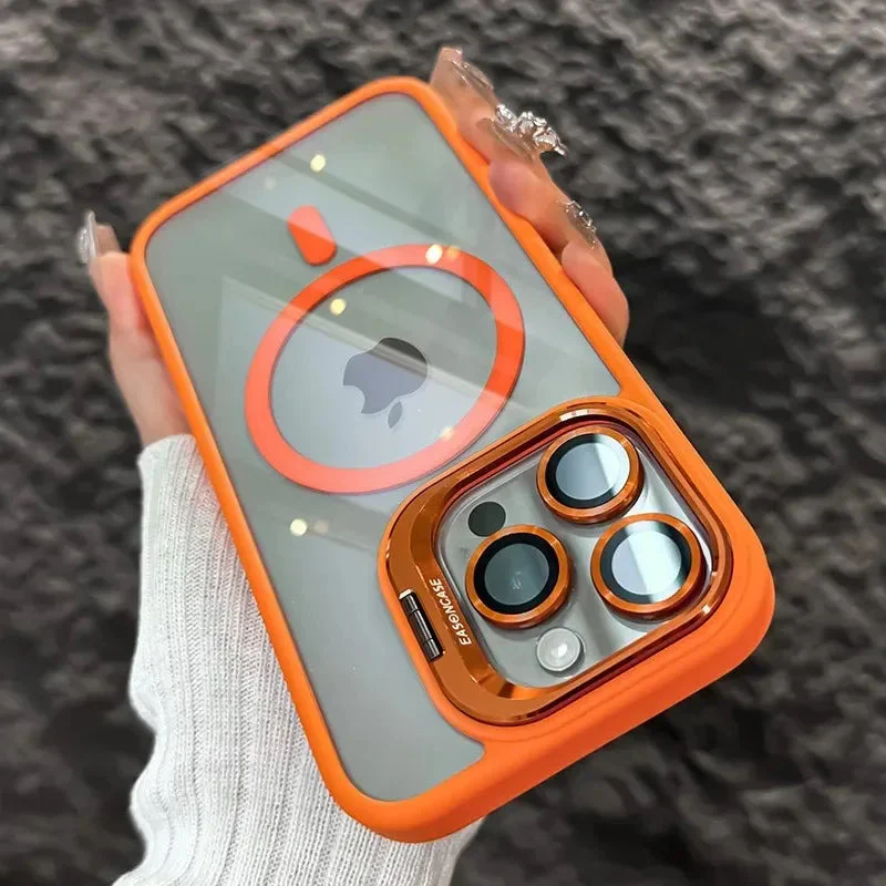 LuxuryKase Mag-Safe Clear Case | Shockproof Transparent Cover with Camera Lens Protection | Metal Ring Stand & Wireless Charging Support For iPhone & Samsung Series - Image 14