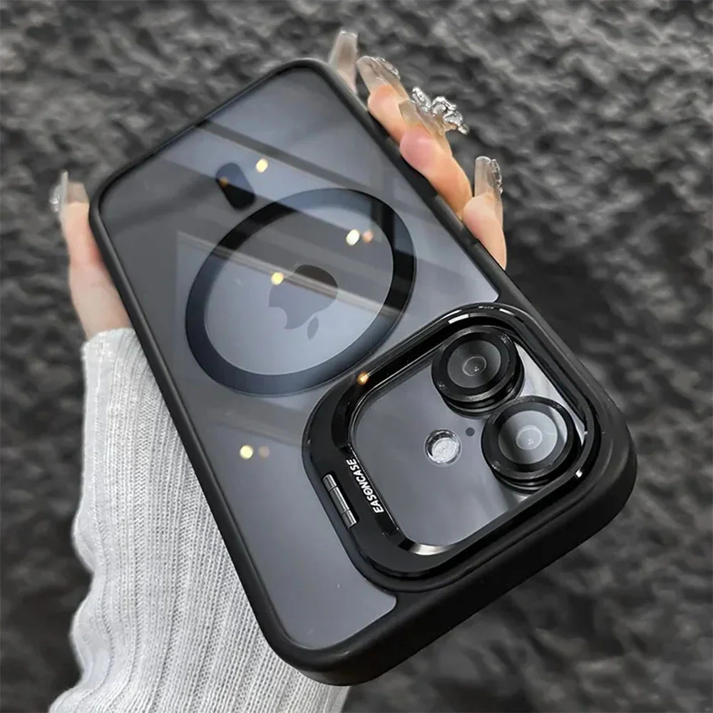 LuxuryKase Mag-Safe Clear Case | Shockproof Transparent Cover with Camera Lens Protection | Metal Ring Stand & Wireless Charging Support For iPhone & Samsung Series - Image 15
