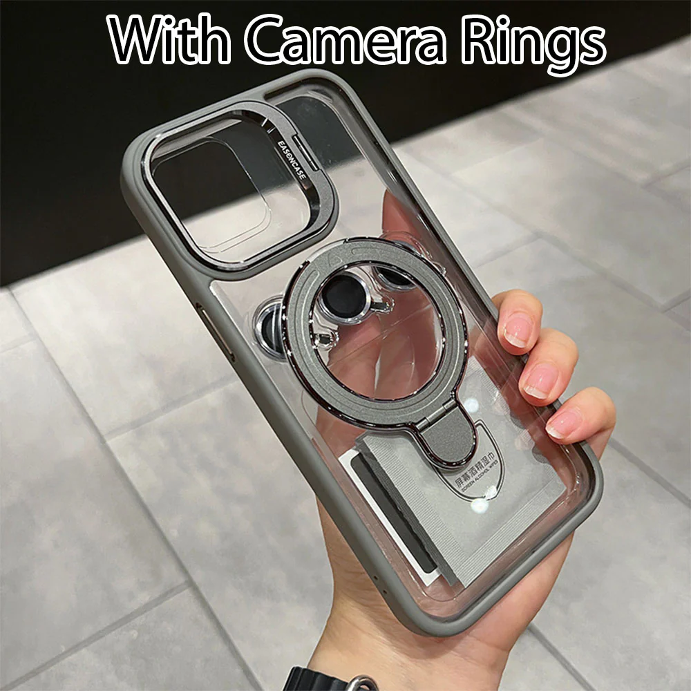 LuxuryKase LK176 Metal Camera Ring Kickstand Stand Transparent Case Cover For iPhone - Image 11
