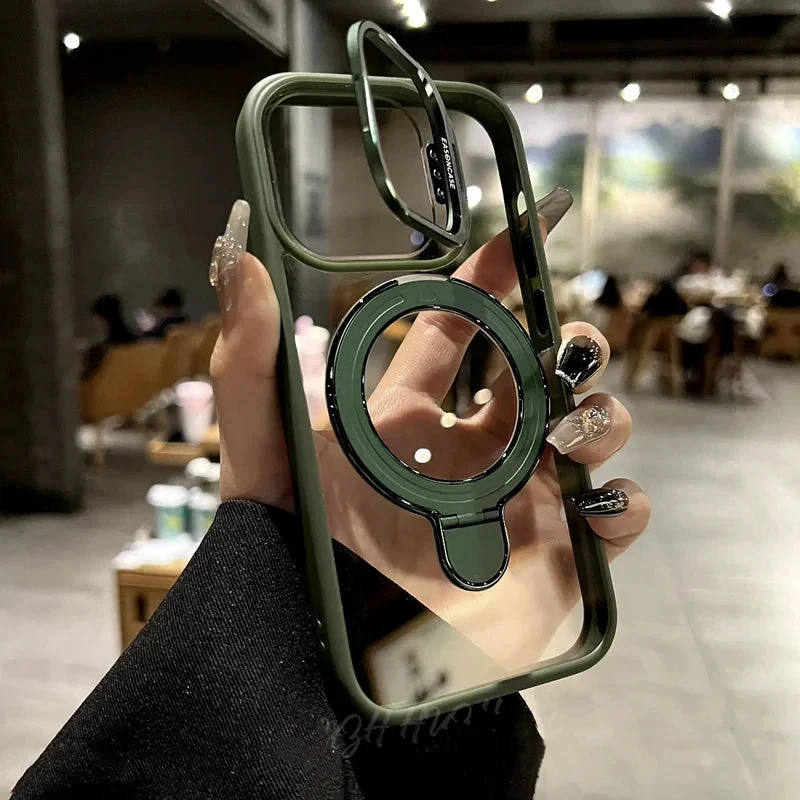 LuxuryKase LK176 Metal Camera Ring Kickstand Stand Transparent Case Cover For iPhone - Image 4