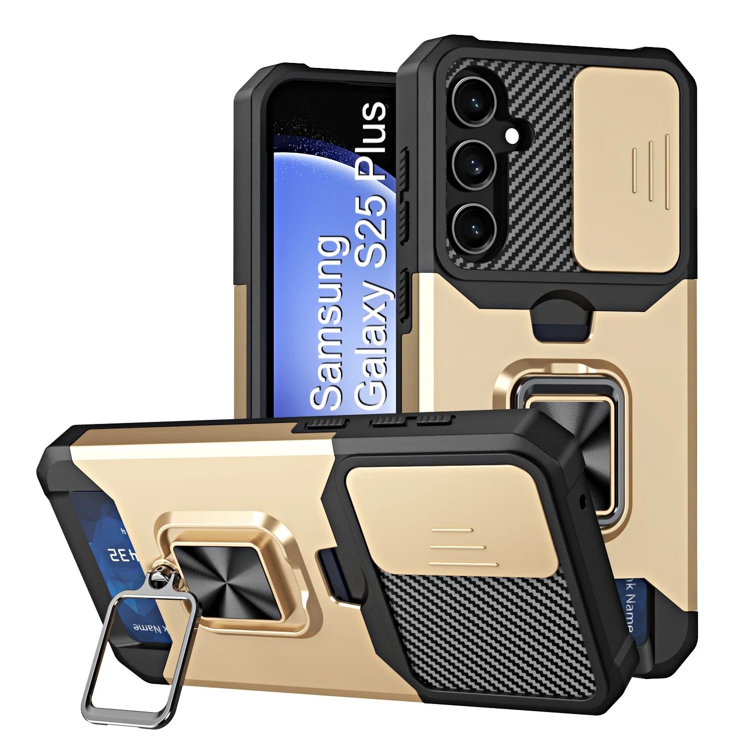LuxuryKase Shockproof Armor Case | Slide Camera Cover | Hidden Card Slot | Rotating Ring Kickstand | Magnetic Car Mount Support | Military Grade Protection For iPhone & Samsung - Image 106