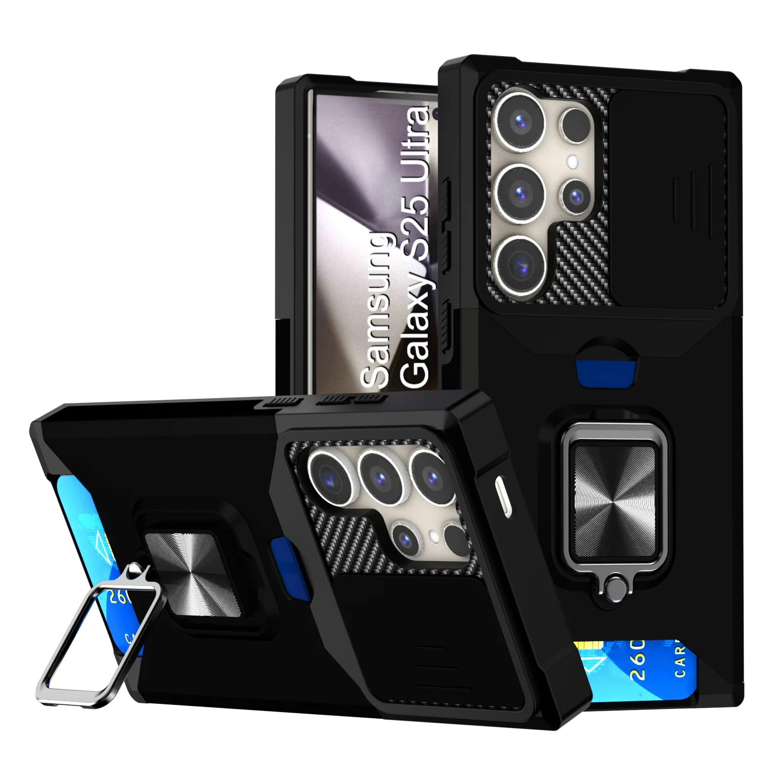 LuxuryKase Shockproof Armor Case | Slide Camera Cover | Hidden Card Slot | Rotating Ring Kickstand | Magnetic Car Mount Support | Military Grade Protection For iPhone & Samsung - Image 112