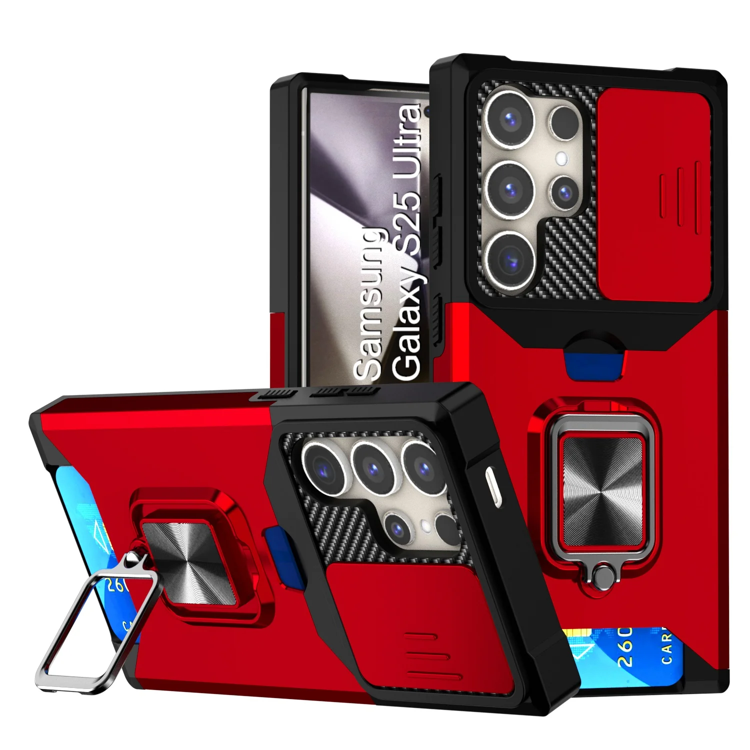 LuxuryKase Shockproof Armor Case | Slide Camera Cover | Hidden Card Slot | Rotating Ring Kickstand | Magnetic Car Mount Support | Military Grade Protection For iPhone & Samsung - Image 117
