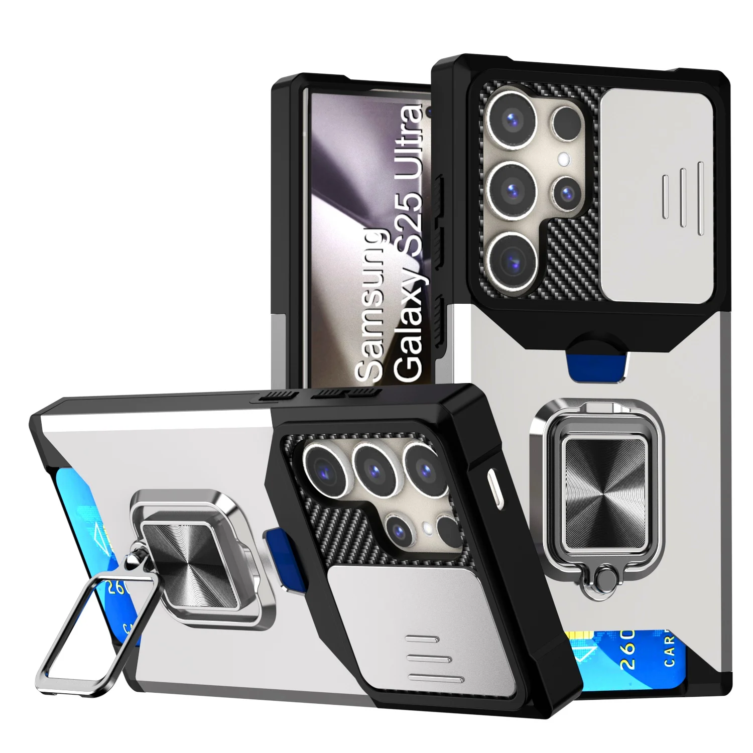 LuxuryKase Shockproof Armor Case | Slide Camera Cover | Hidden Card Slot | Rotating Ring Kickstand | Magnetic Car Mount Support | Military Grade Protection For iPhone & Samsung - Image 119