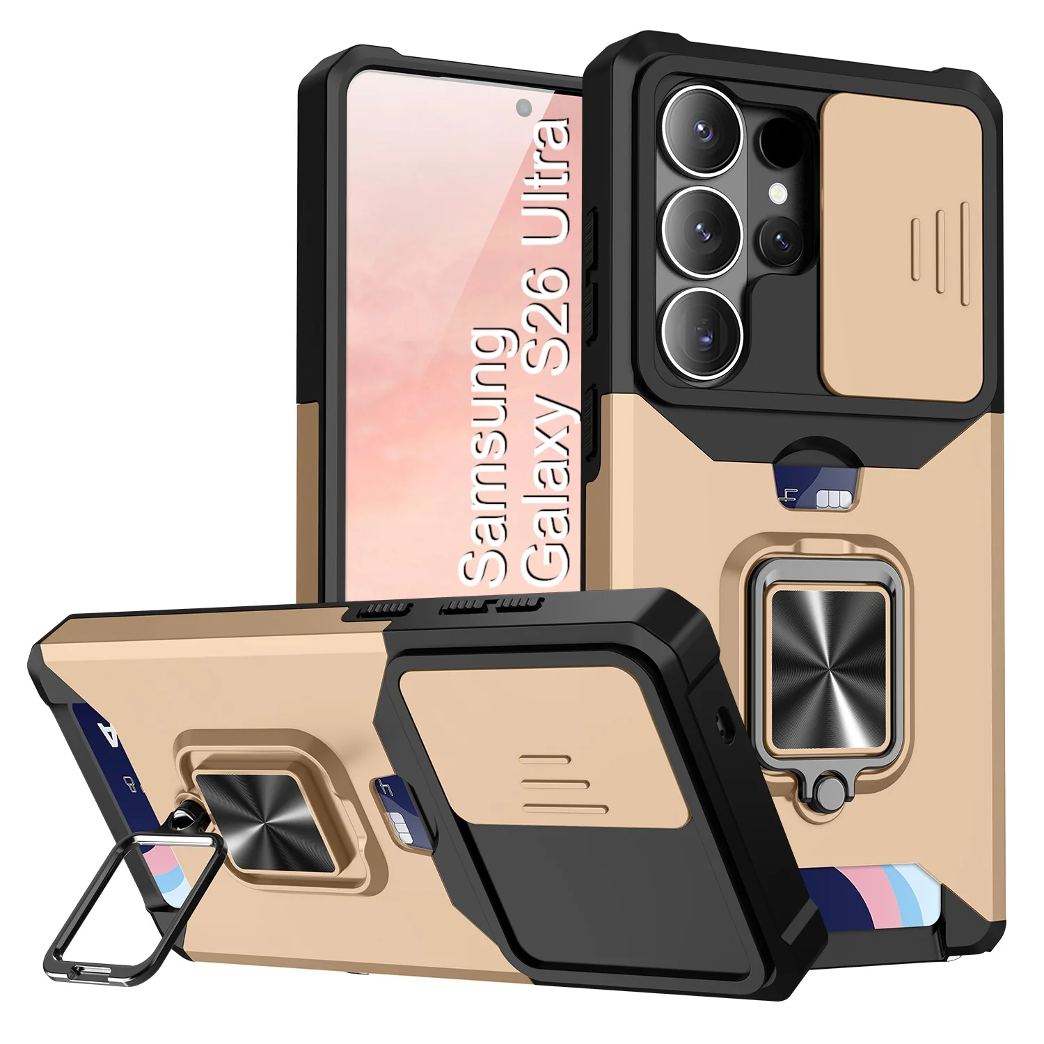LuxuryKase Shockproof Armor Case | Slide Camera Cover | Hidden Card Slot | Rotating Ring Kickstand | Magnetic Car Mount Support | Military Grade Protection For iPhone & Samsung - Image 147