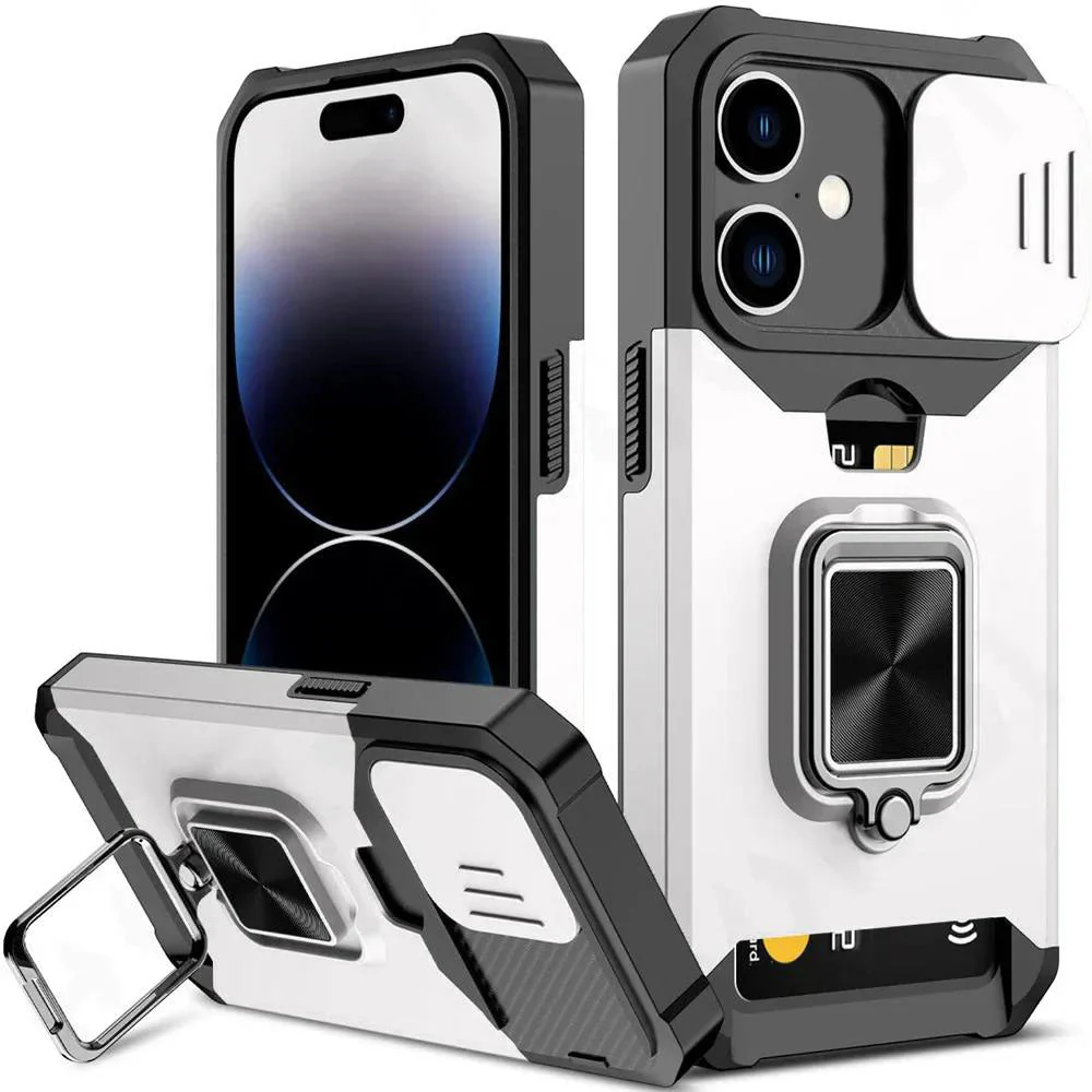 LuxuryKase Shockproof Armor Case | Slide Camera Cover | Hidden Card Slot | Rotating Ring Kickstand | Magnetic Car Mount Support | Military Grade Protection For iPhone & Samsung - Image 15