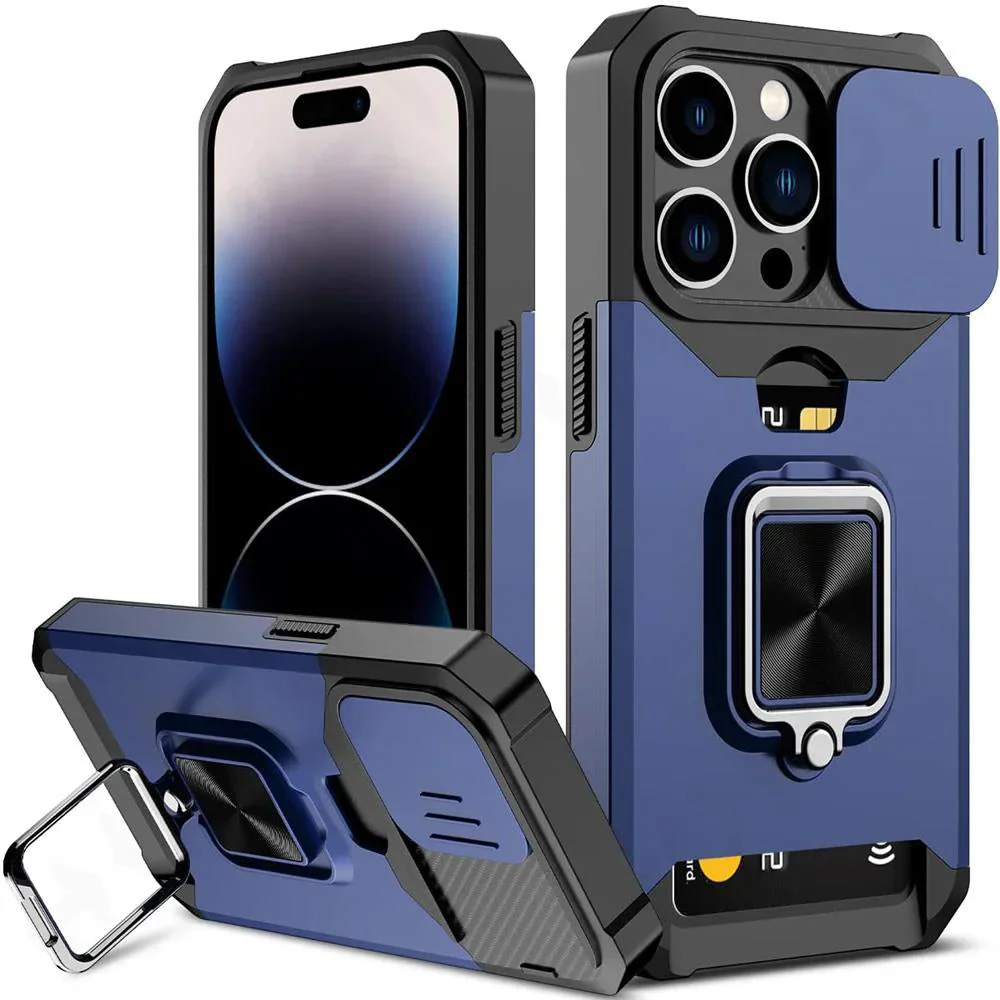 LuxuryKase Shockproof Armor Case | Slide Camera Cover | Hidden Card Slot | Rotating Ring Kickstand | Magnetic Car Mount Support | Military Grade Protection For iPhone & Samsung - Image 17