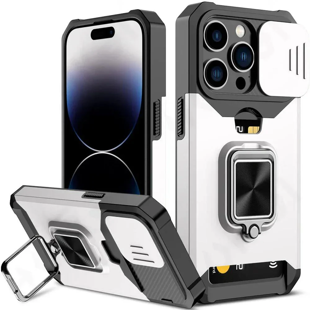 LuxuryKase Shockproof Armor Case | Slide Camera Cover | Hidden Card Slot | Rotating Ring Kickstand | Magnetic Car Mount Support | Military Grade Protection For iPhone & Samsung - Image 23