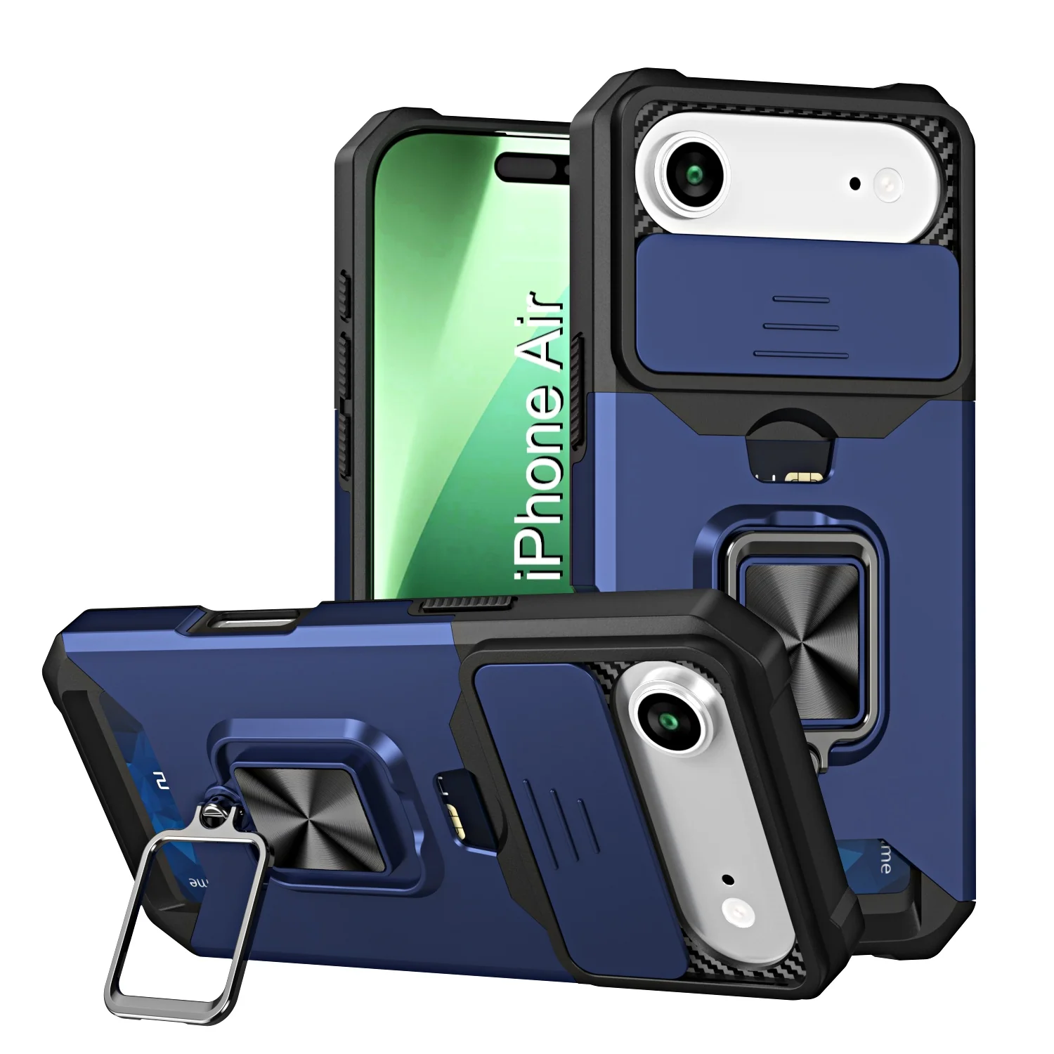 LuxuryKase Shockproof Armor Case | Slide Camera Cover | Hidden Card Slot | Rotating Ring Kickstand | Magnetic Car Mount Support | Military Grade Protection For iPhone & Samsung - Image 49