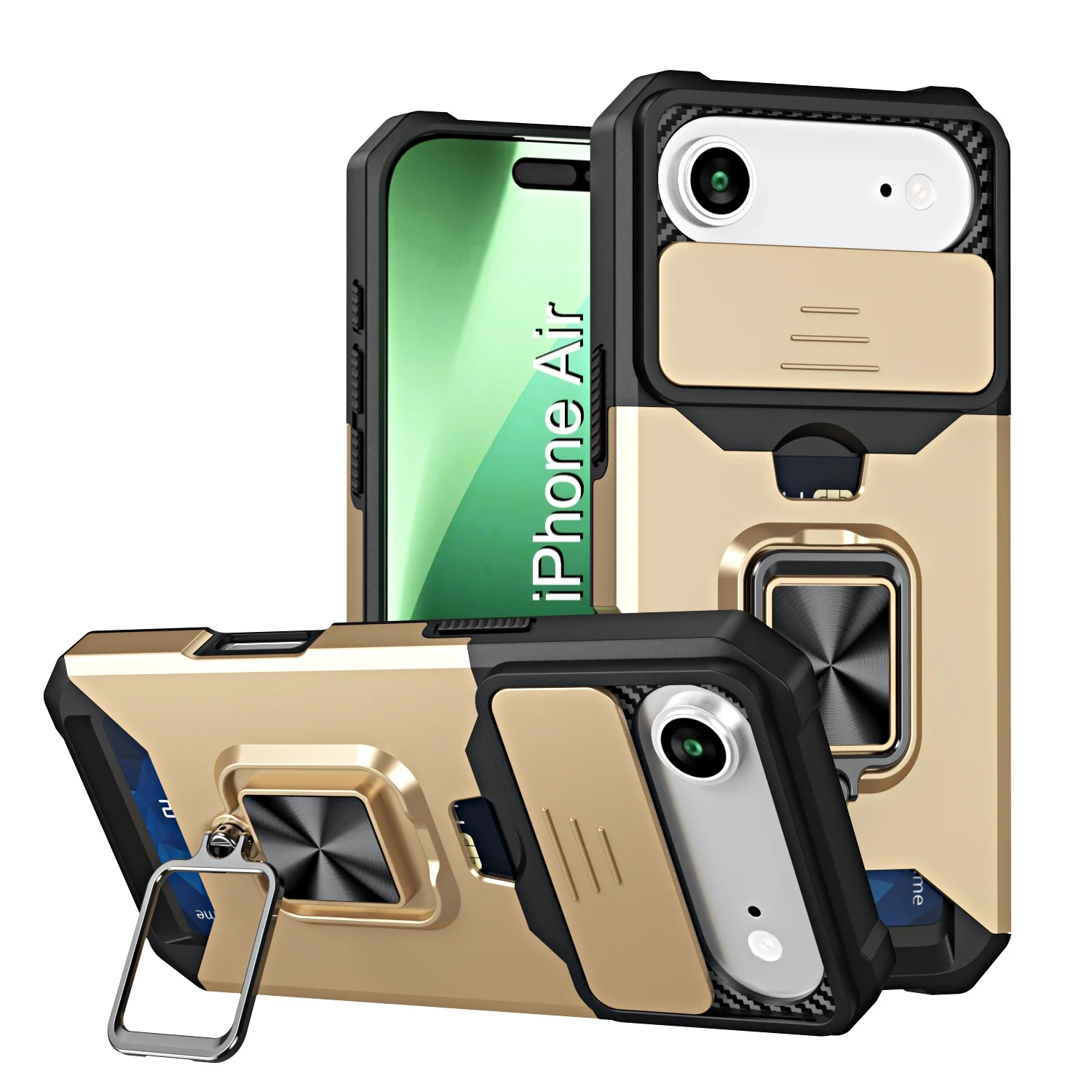 LuxuryKase Shockproof Armor Case | Slide Camera Cover | Hidden Card Slot | Rotating Ring Kickstand | Magnetic Car Mount Support | Military Grade Protection For iPhone & Samsung - Image 50