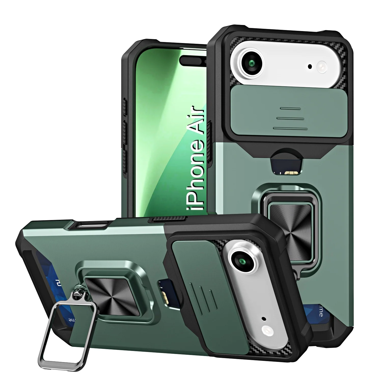 LuxuryKase Shockproof Armor Case | Slide Camera Cover | Hidden Card Slot | Rotating Ring Kickstand | Magnetic Car Mount Support | Military Grade Protection For iPhone & Samsung - Image 51
