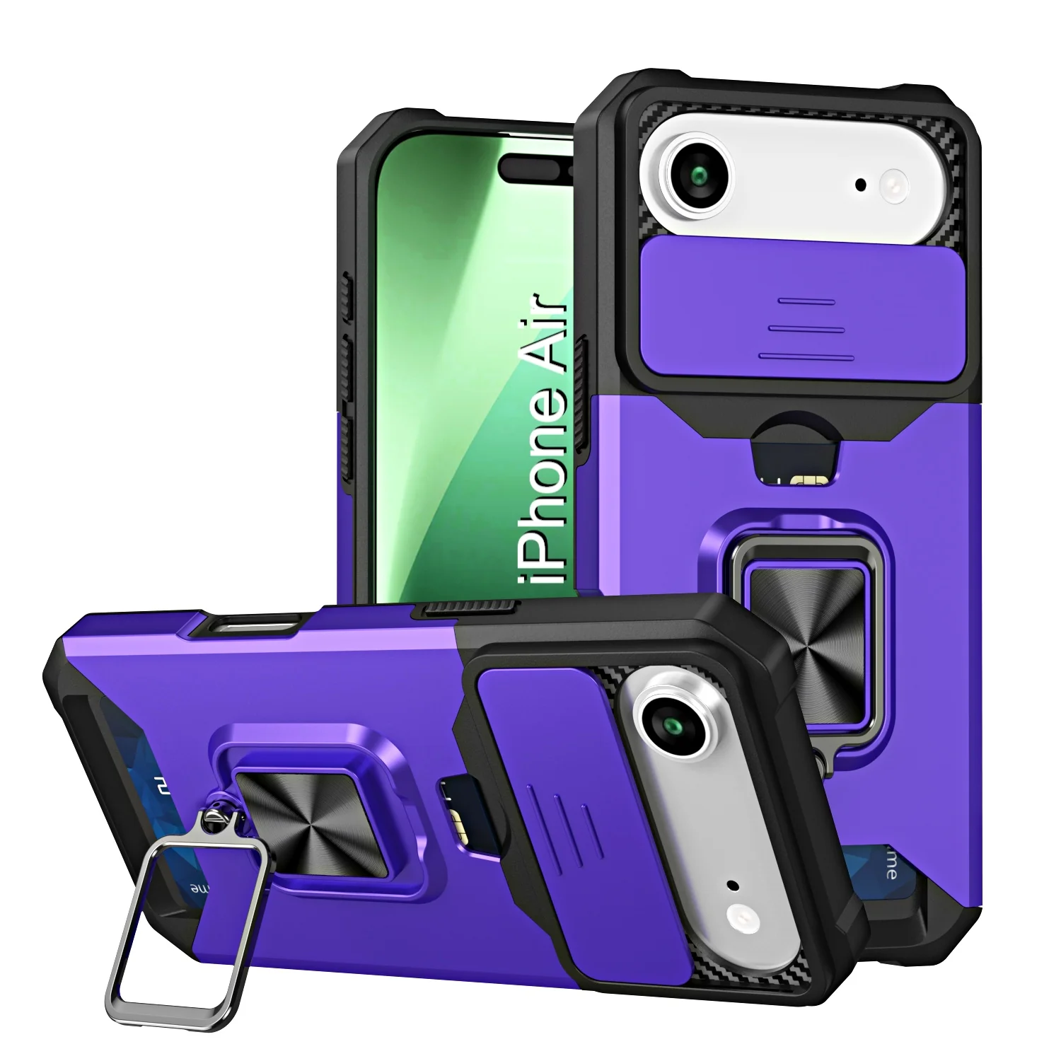 LuxuryKase Shockproof Armor Case | Slide Camera Cover | Hidden Card Slot | Rotating Ring Kickstand | Magnetic Car Mount Support | Military Grade Protection For iPhone & Samsung - Image 52