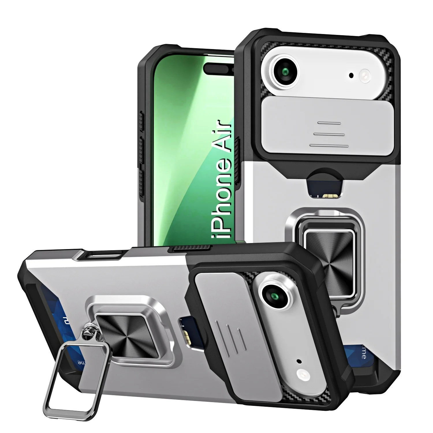 LuxuryKase Shockproof Armor Case | Slide Camera Cover | Hidden Card Slot | Rotating Ring Kickstand | Magnetic Car Mount Support | Military Grade Protection For iPhone & Samsung - Image 55
