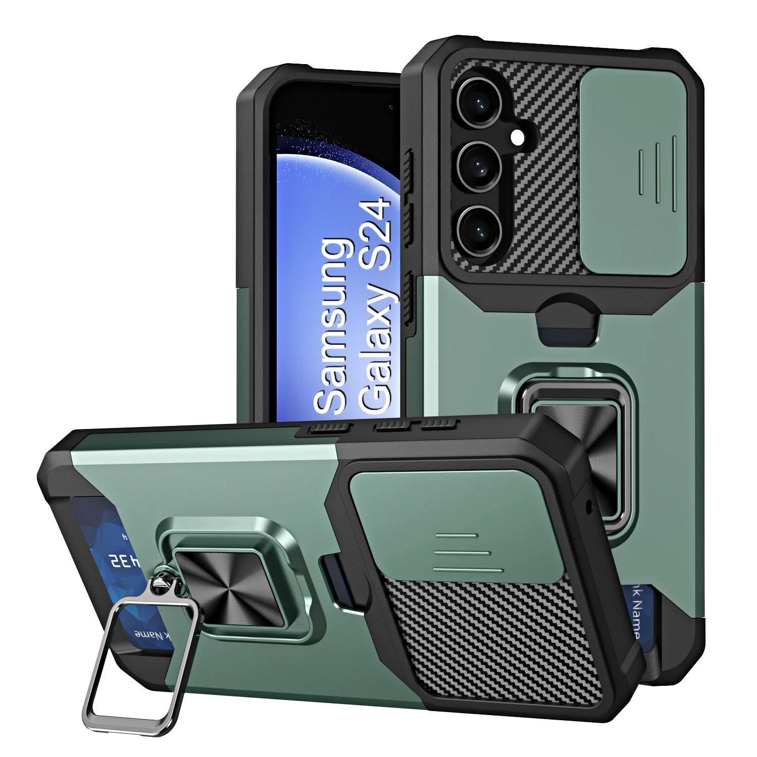 LuxuryKase Shockproof Armor Case | Slide Camera Cover | Hidden Card Slot | Rotating Ring Kickstand | Magnetic Car Mount Support | Military Grade Protection For iPhone & Samsung - Image 59