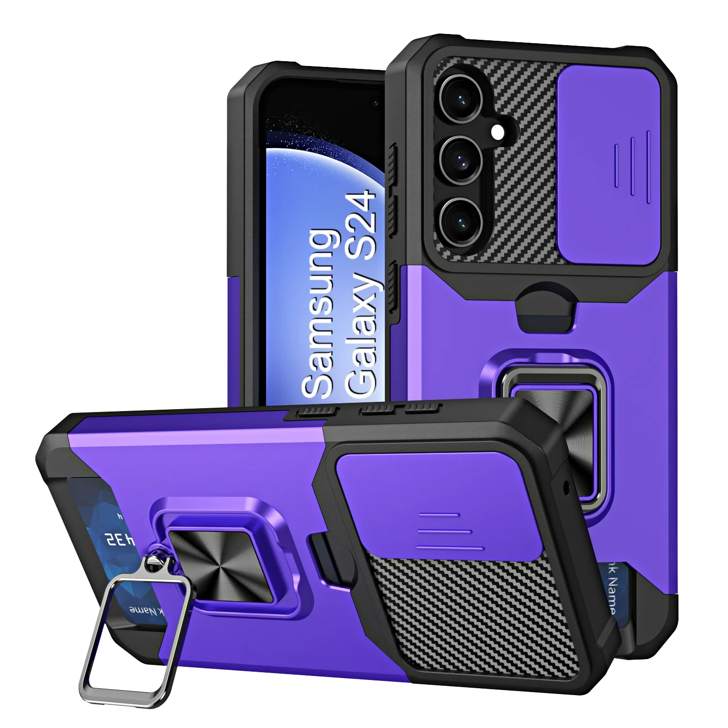LuxuryKase Shockproof Armor Case | Slide Camera Cover | Hidden Card Slot | Rotating Ring Kickstand | Magnetic Car Mount Support | Military Grade Protection For iPhone & Samsung - Image 60