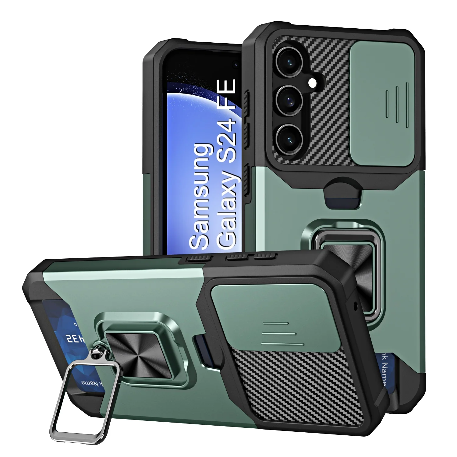 LuxuryKase Shockproof Armor Case | Slide Camera Cover | Hidden Card Slot | Rotating Ring Kickstand | Magnetic Car Mount Support | Military Grade Protection For iPhone & Samsung - Image 67