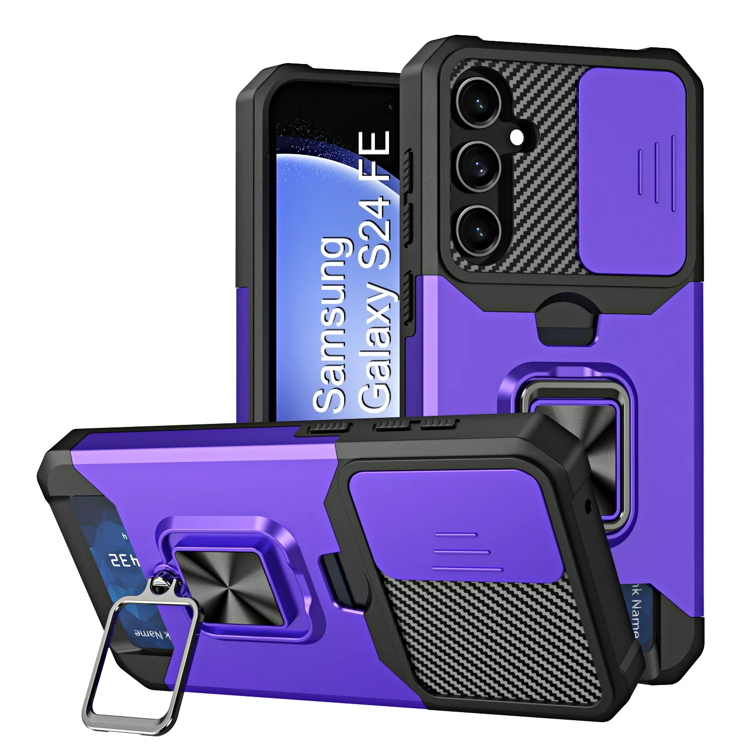LuxuryKase Shockproof Armor Case | Slide Camera Cover | Hidden Card Slot | Rotating Ring Kickstand | Magnetic Car Mount Support | Military Grade Protection For iPhone & Samsung - Image 68