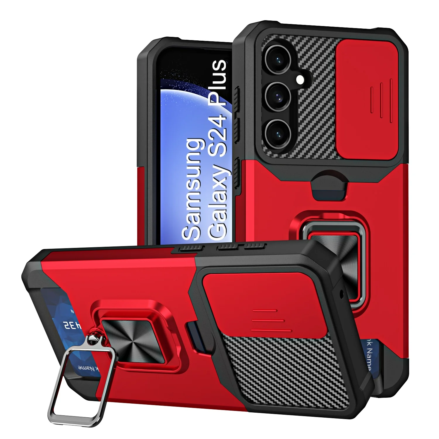 LuxuryKase Shockproof Armor Case | Slide Camera Cover | Hidden Card Slot | Rotating Ring Kickstand | Magnetic Car Mount Support | Military Grade Protection For iPhone & Samsung - Image 77
