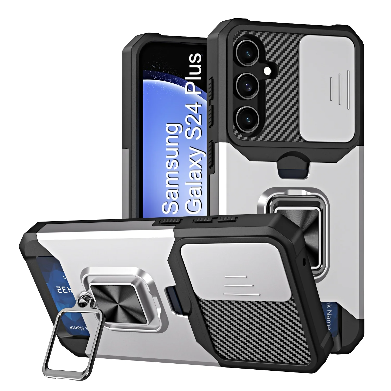 LuxuryKase Shockproof Armor Case | Slide Camera Cover | Hidden Card Slot | Rotating Ring Kickstand | Magnetic Car Mount Support | Military Grade Protection For iPhone & Samsung - Image 79