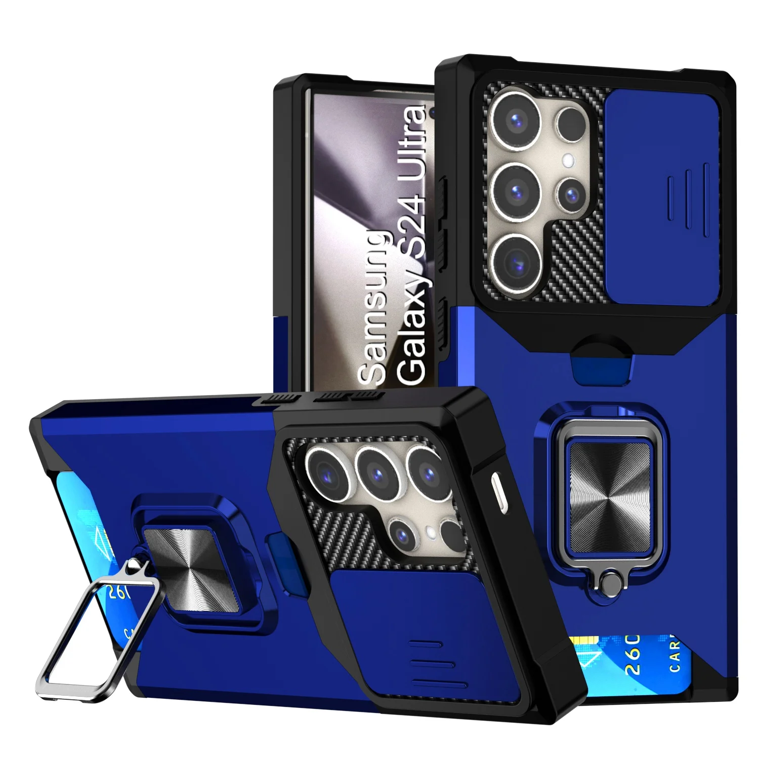LuxuryKase Shockproof Armor Case | Slide Camera Cover | Hidden Card Slot | Rotating Ring Kickstand | Magnetic Car Mount Support | Military Grade Protection For iPhone & Samsung - Image 81