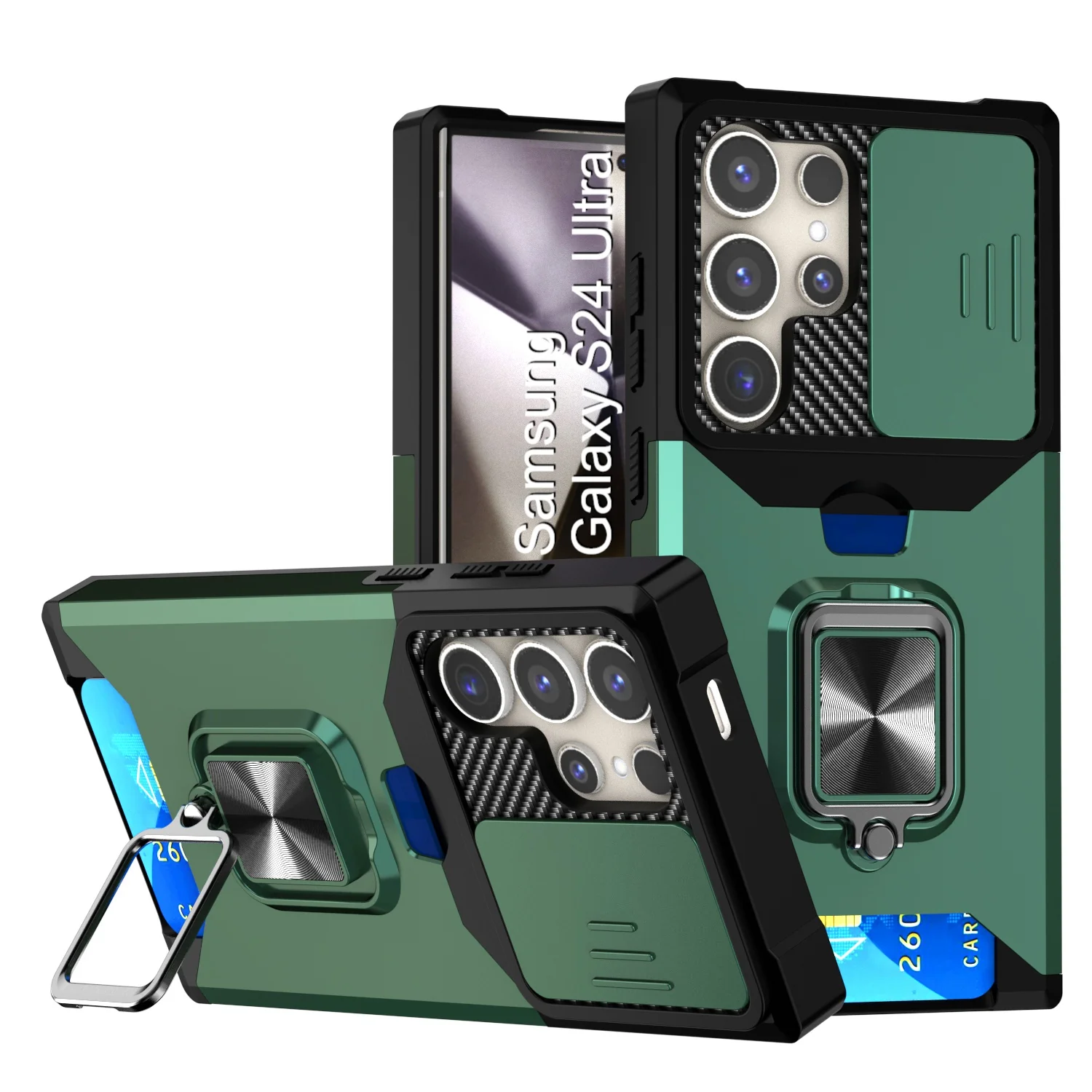 LuxuryKase Shockproof Armor Case | Slide Camera Cover | Hidden Card Slot | Rotating Ring Kickstand | Magnetic Car Mount Support | Military Grade Protection For iPhone & Samsung - Image 83