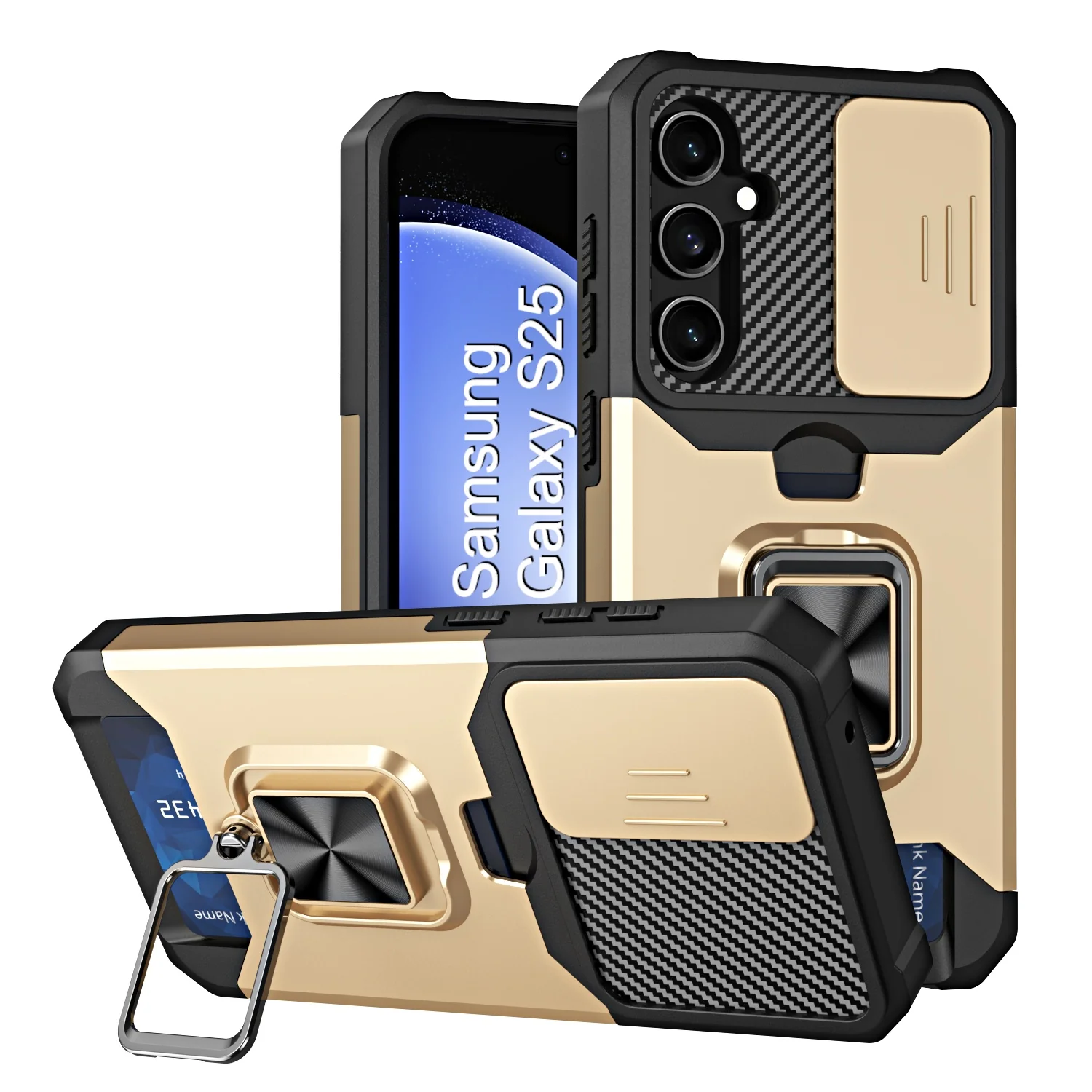 LuxuryKase Shockproof Armor Case | Slide Camera Cover | Hidden Card Slot | Rotating Ring Kickstand | Magnetic Car Mount Support | Military Grade Protection For iPhone & Samsung - Image 90