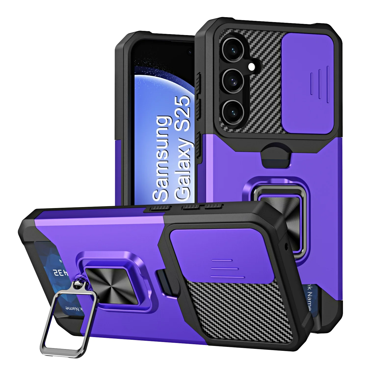 LuxuryKase Shockproof Armor Case | Slide Camera Cover | Hidden Card Slot | Rotating Ring Kickstand | Magnetic Car Mount Support | Military Grade Protection For iPhone & Samsung - Image 92