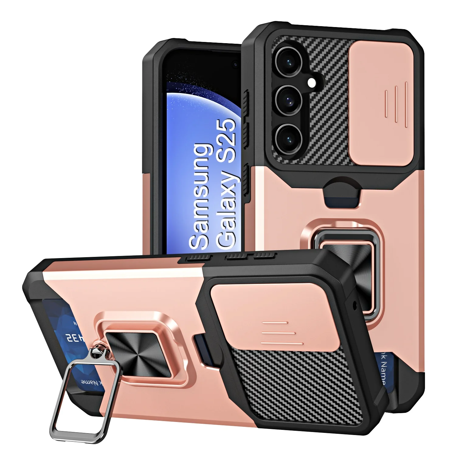 LuxuryKase Shockproof Armor Case | Slide Camera Cover | Hidden Card Slot | Rotating Ring Kickstand | Magnetic Car Mount Support | Military Grade Protection For iPhone & Samsung - Image 94