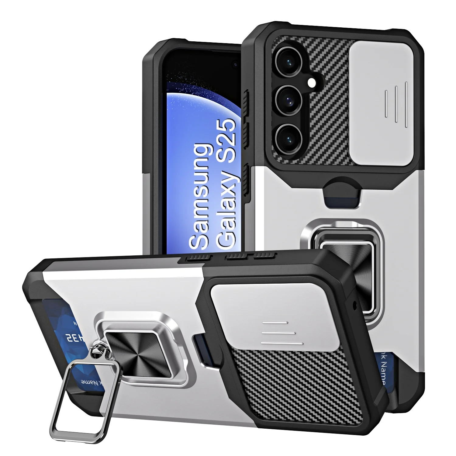 LuxuryKase Shockproof Armor Case | Slide Camera Cover | Hidden Card Slot | Rotating Ring Kickstand | Magnetic Car Mount Support | Military Grade Protection For iPhone & Samsung - Image 95