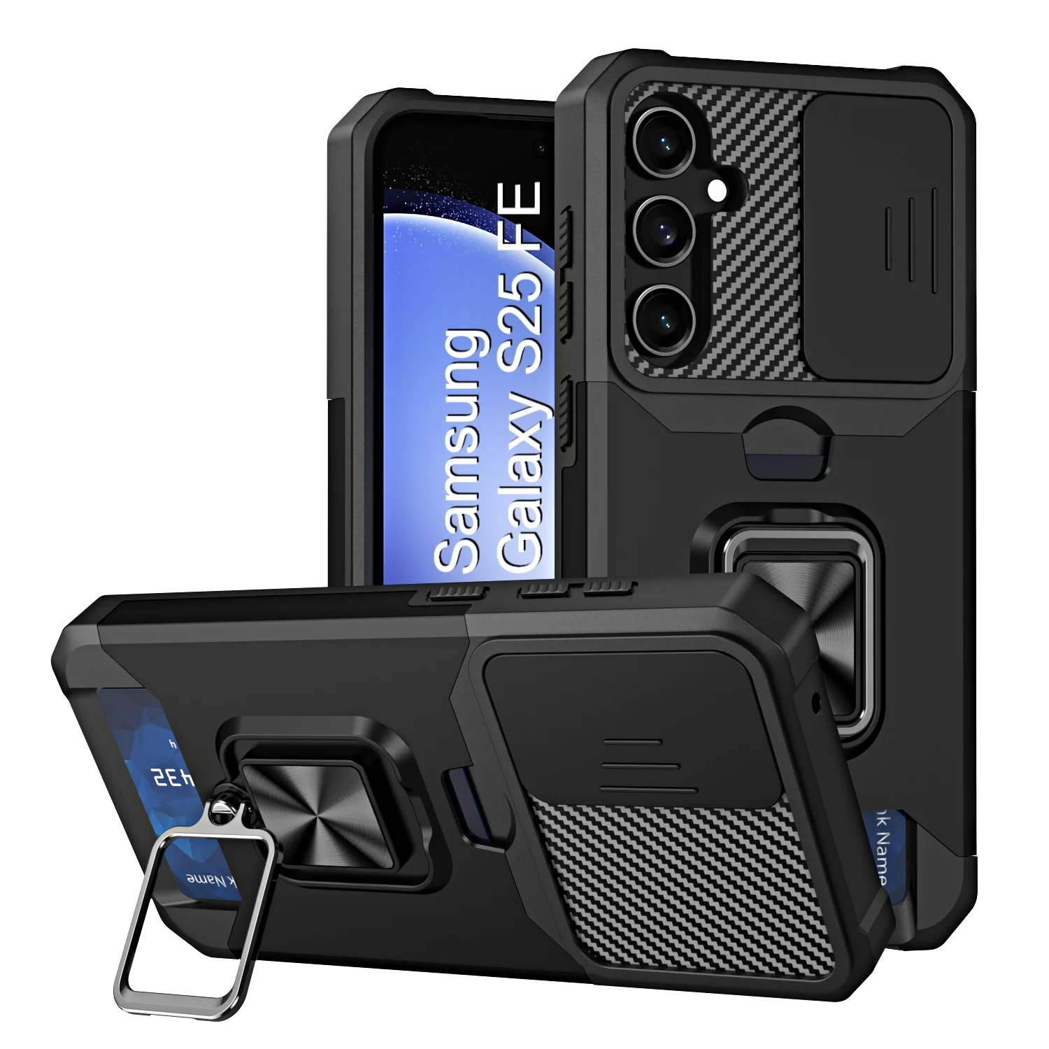 LuxuryKase Shockproof Armor Case | Slide Camera Cover | Hidden Card Slot | Rotating Ring Kickstand | Magnetic Car Mount Support | Military Grade Protection For iPhone & Samsung - Image 96