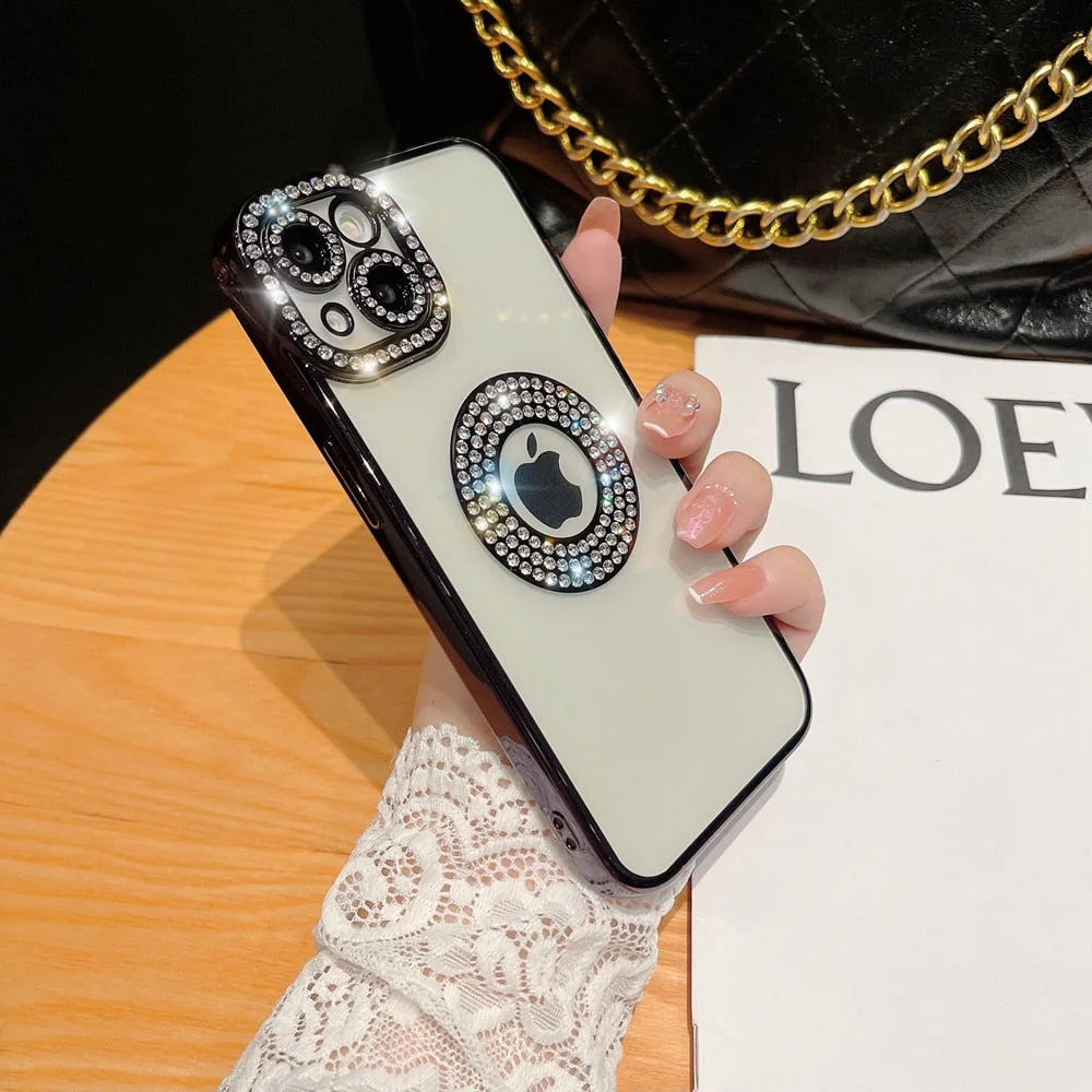 LuxuryKase Logo Hole, Bling Rhinestone, Glitter Diamond, Soft Case Cover For Iphone - Image 4