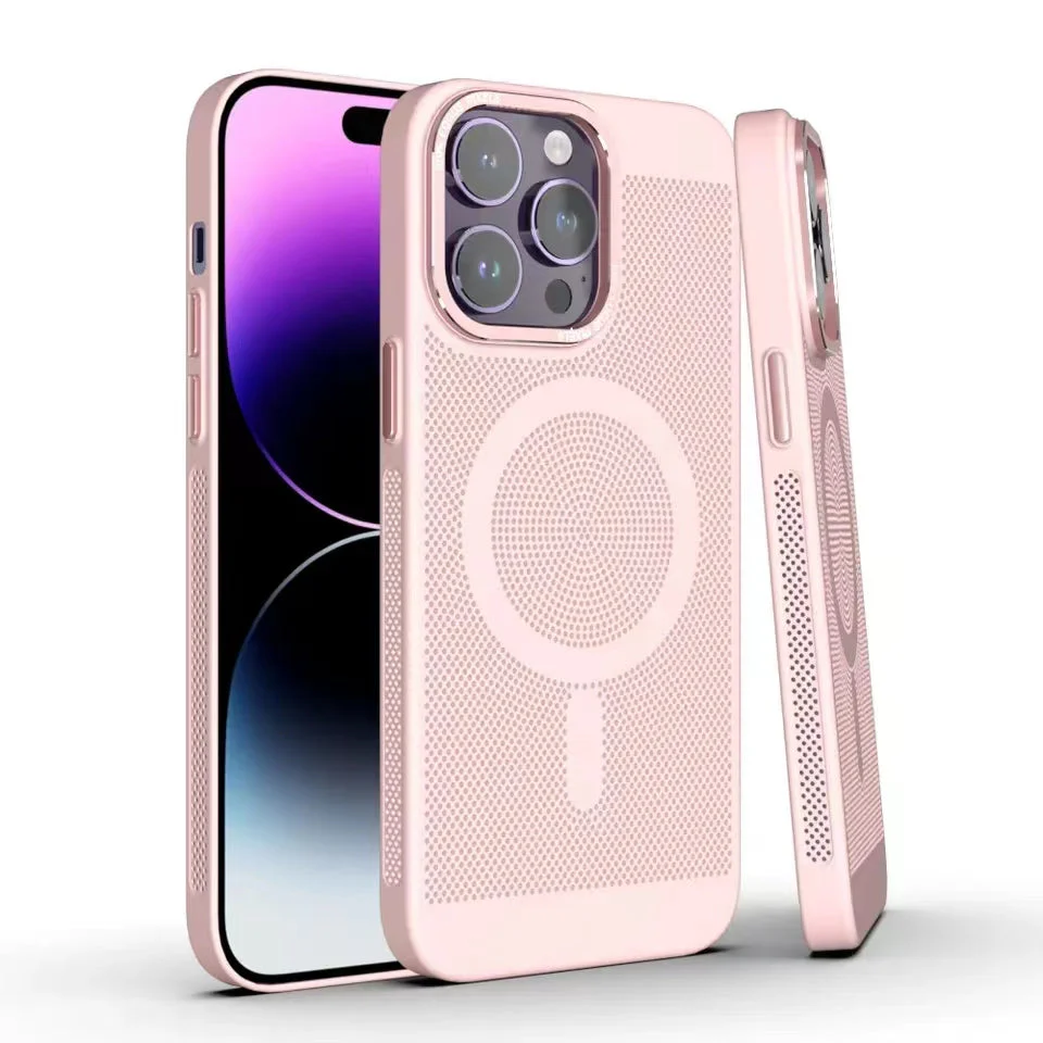LuxuryKase LuxuryKase Ultra Slim Full Coverage Heat Sink Case with Honeycomb Mesh Effective Heat Dissipation Compatible Mag-Safe For Iphone - Image 4